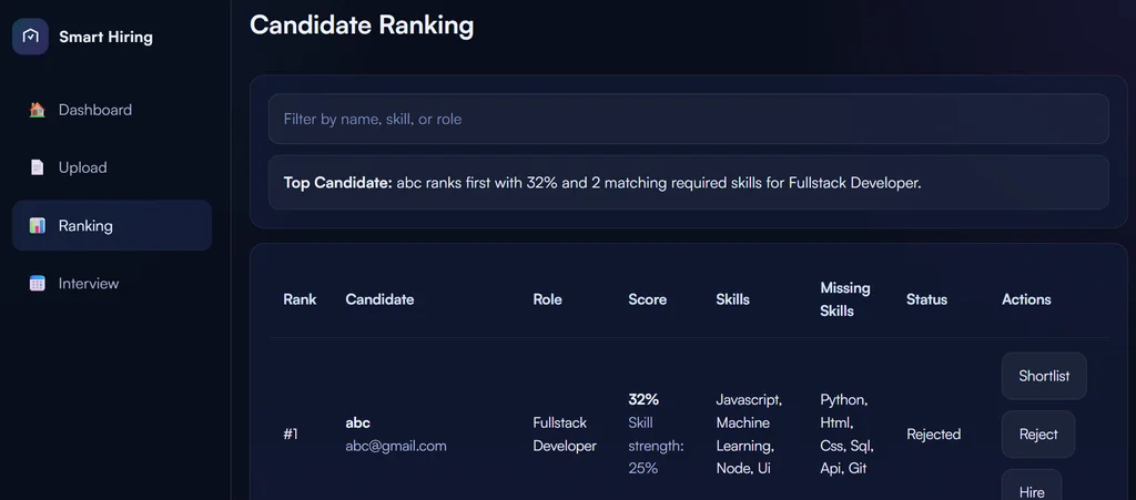 Smart Hiring Assistant screenshot
