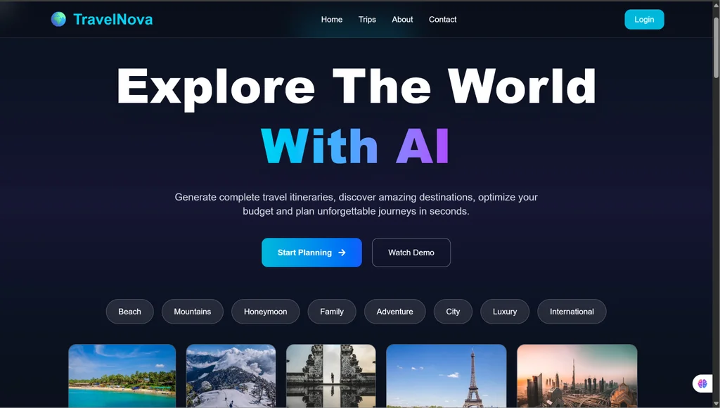 TravelNova AI screenshot