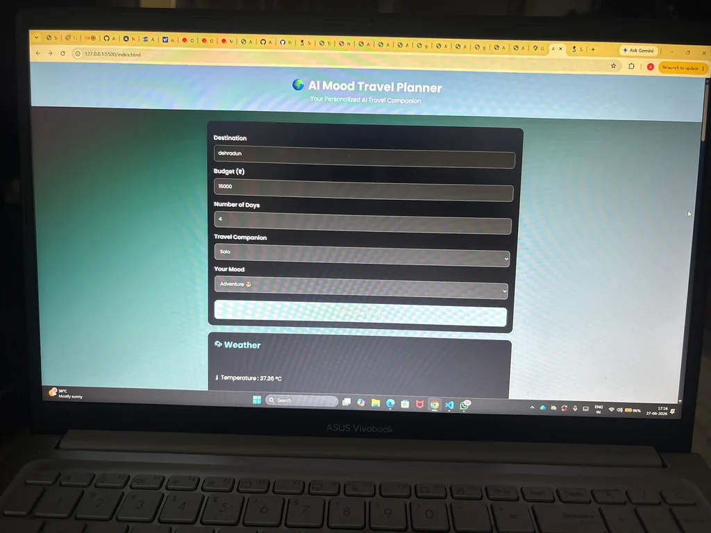 Ai mood travel planner screenshot